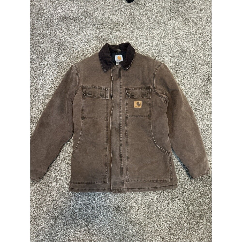 Vtg Carhartt C26 CHT Chore Coat Size Small Made In USA Duck Jacket Faded Brown